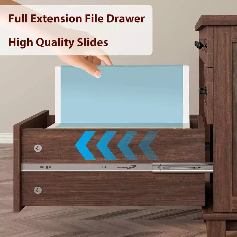 Bureau de travail style Ferme avec station de charge et classeur, 136 cm