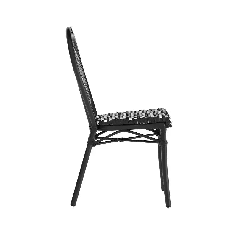 Chaise empilable de bistrot Thonet commerciale intérieure/extérieure Flash Furniture Lourdes, rotin synthétique et cadre en aluminium
