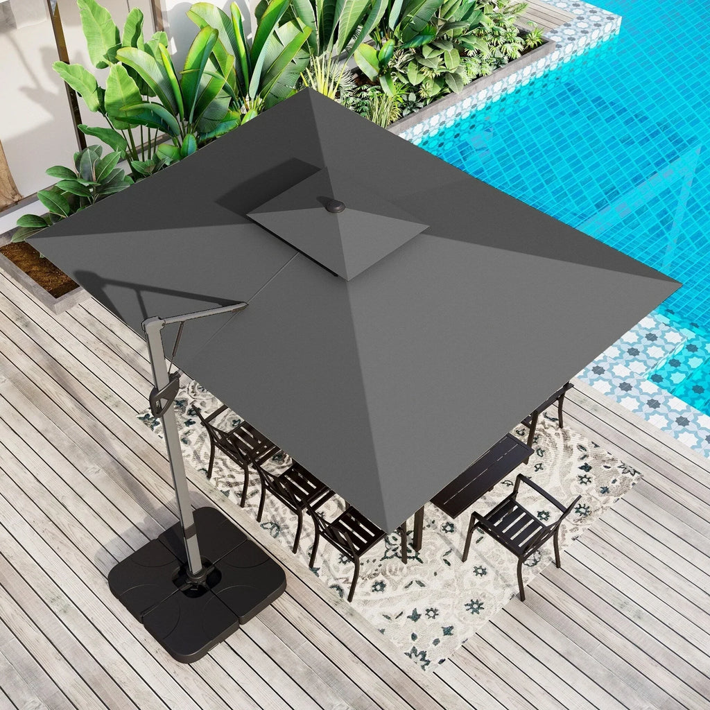 MAISON ARTS 12 FT Automatic Hydraulic Cantilever Umbrella Aluminum Pole 360 Degree Rotation