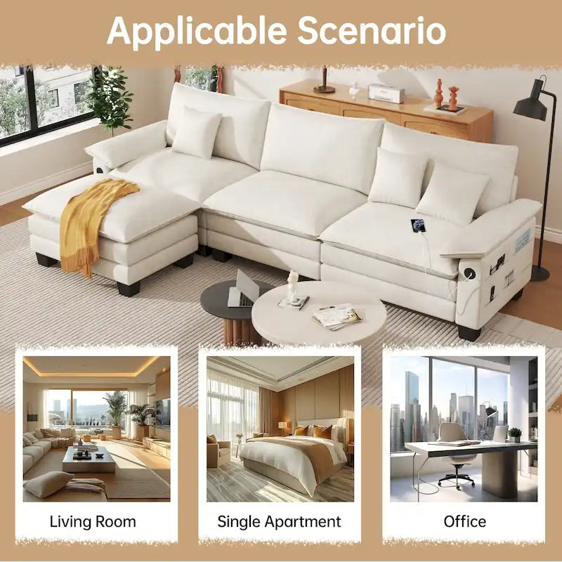 Canapé sectionnel modulaire - Canapé-lit sectionnel convertible avec méridienne pour appartement