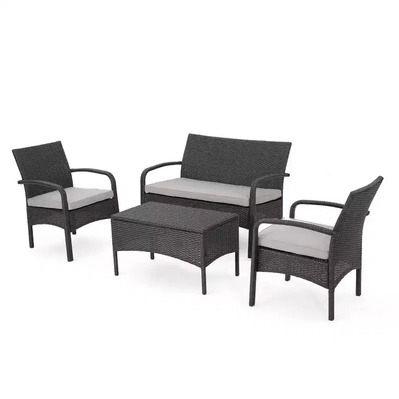 Cordoba 4pc Wicker Patio Chat Set with Cushions - Christopher Knight Home