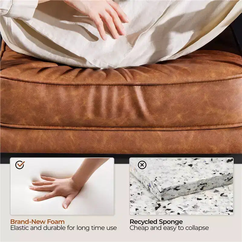 Yaheetech Lot de 2 fauteuils de salon rétro rembourrés avec accoudoirs en métal, coussin d'assise et de dossier amovible