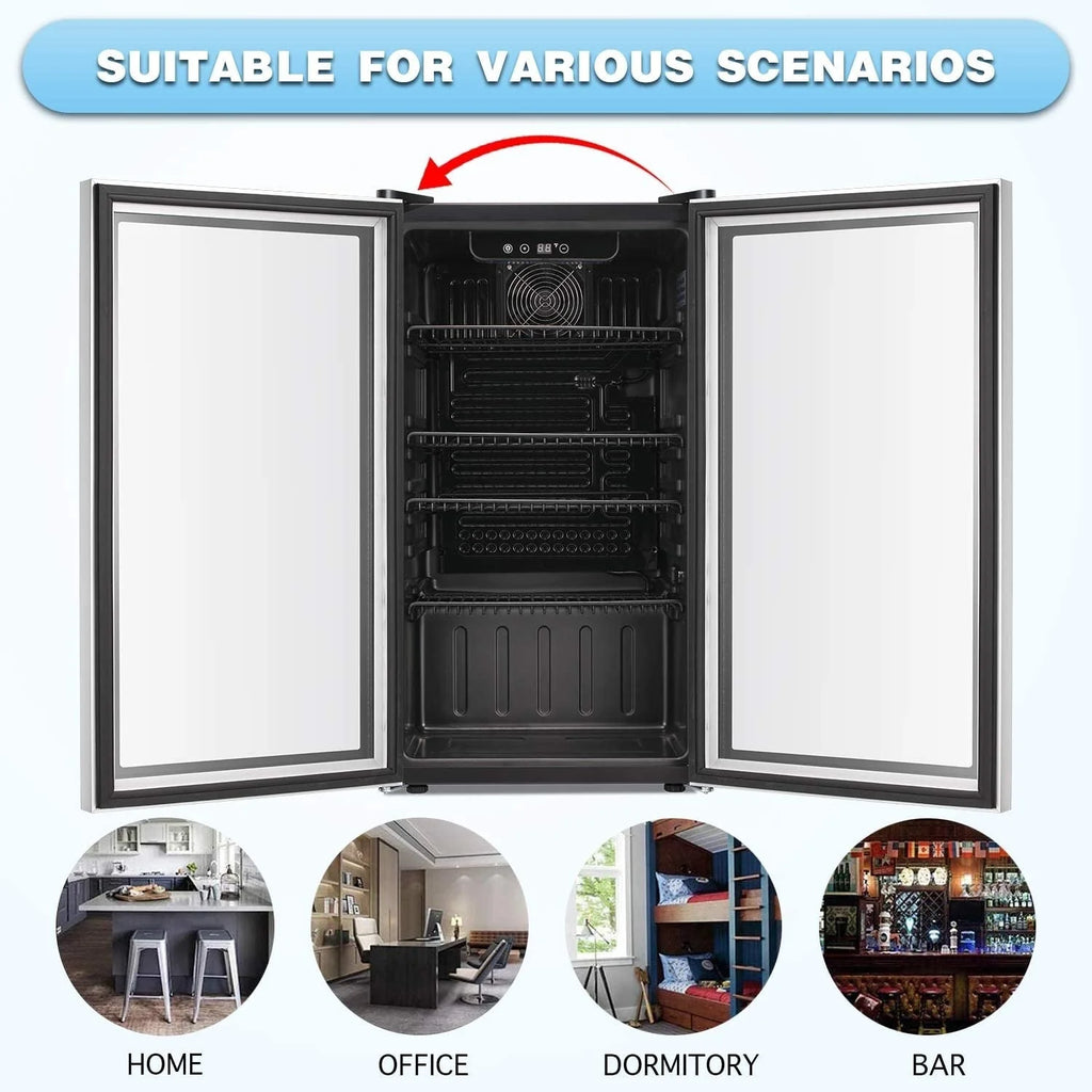 Beverage Refrigerator Cooler - 120 Can Mini Fridge Glass Door