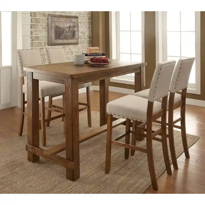 Table de bar rectangulaire rustique en bois