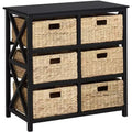 eHemco 3 tiroirs de rangement avec 6 paniers en jacinthe d'eau naturelle