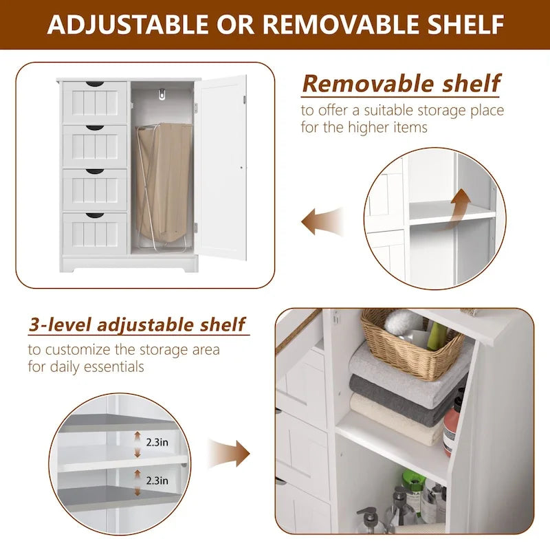 VEIKOUS Bathroom Floor Storage Cabinet with 4 Drawers
