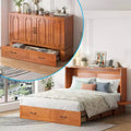 Lit escamotable Mjkone Queen avec matelas, lit-armoire cube pliable et compact