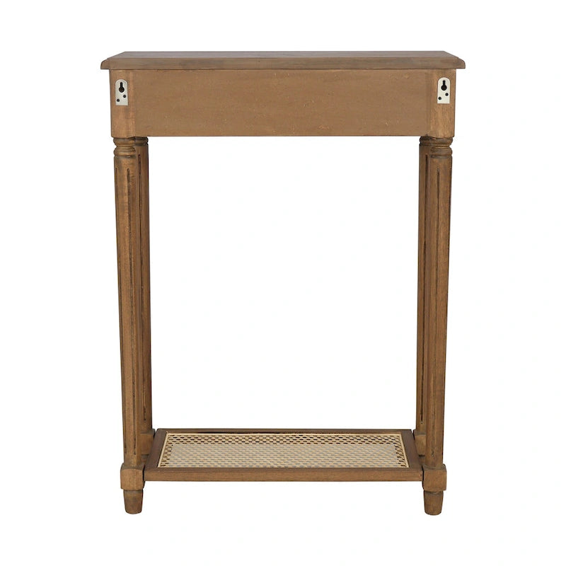 Table d'appoint console à 1 tiroir en bois massif et étagère en cannage Lenora par East at Main