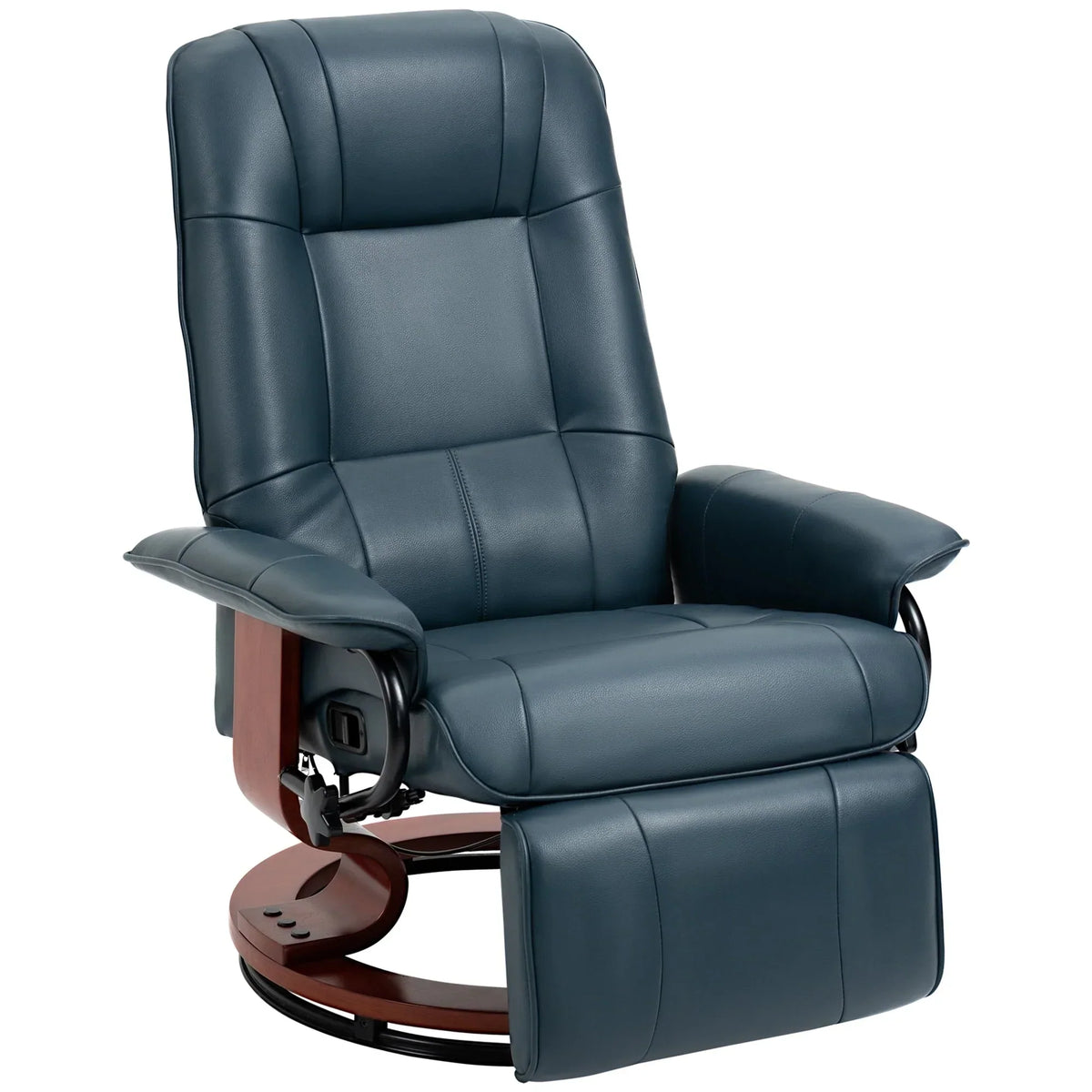 HomCom Faux Leather Adjustable Manual Swivel Base Recliner Chair with Comfortable and Relaxing Footrest