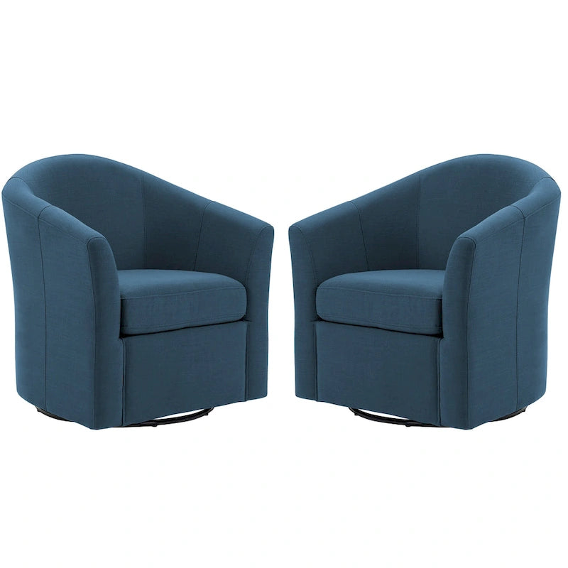 Set of 2 Modern Upholstered Swivel Barrel Chair Living Room Accent Chair