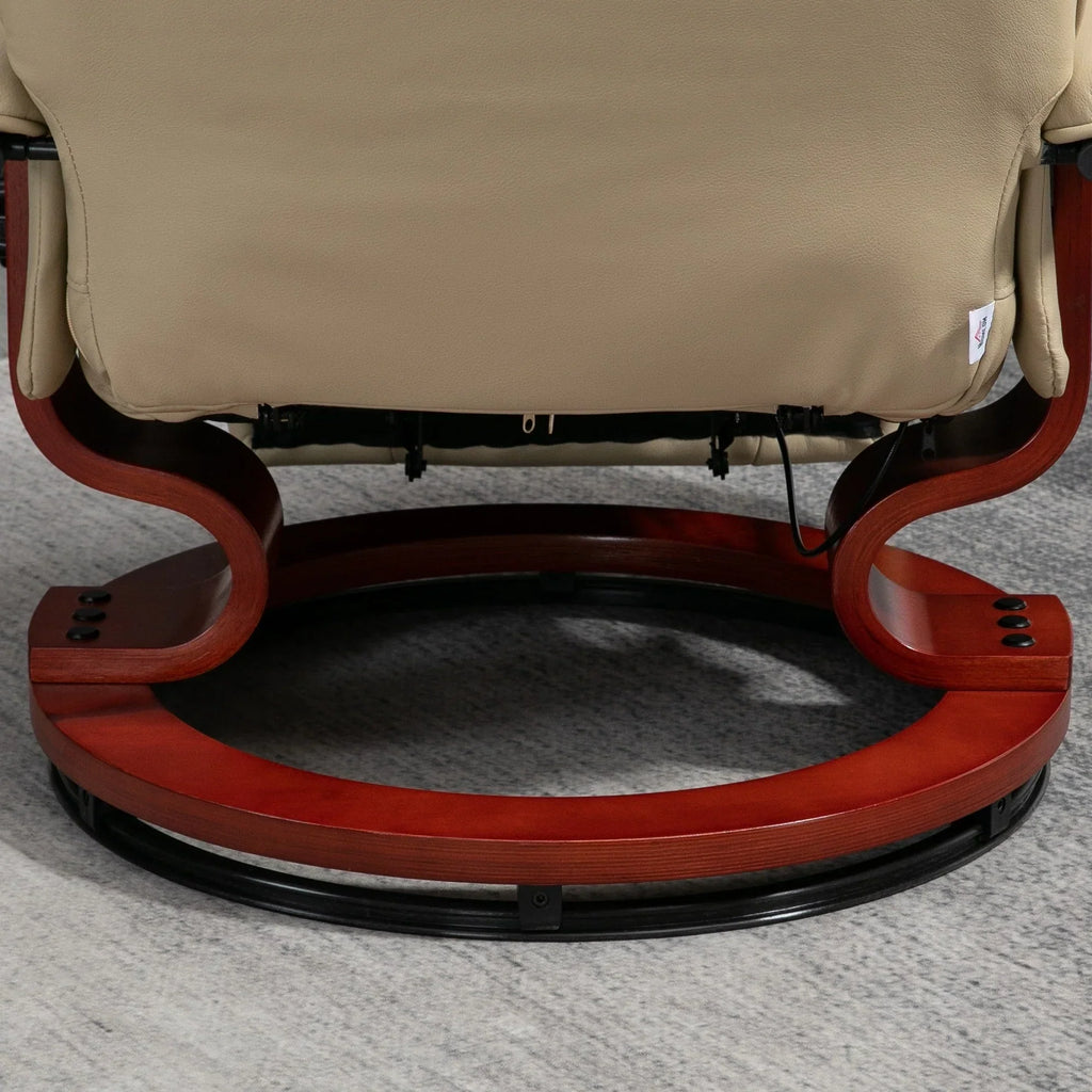 HomCom Faux Leather Adjustable Manual Swivel Base Recliner Chair with Comfortable and Relaxing Footrest