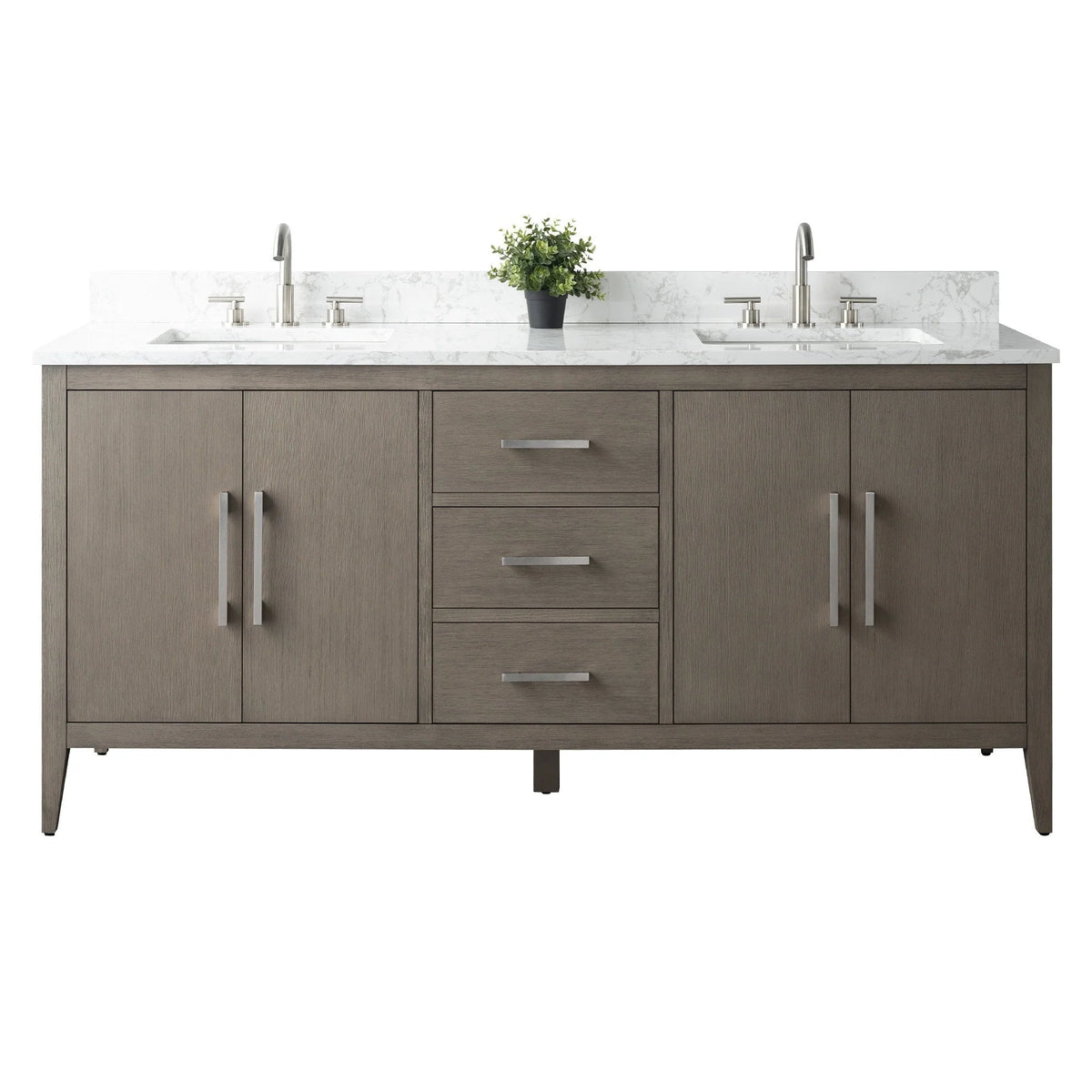 Vanity Art 72 Double Sink Bathroom Vanity Cabinet with Engineered Marble Top