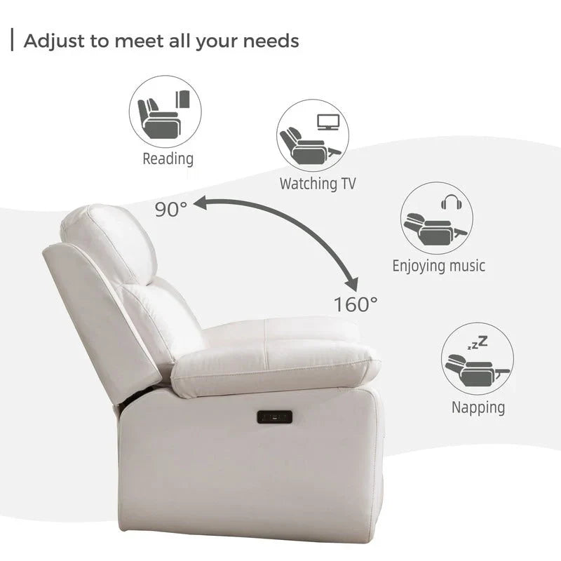 Power Reclining Sofa with Wireless Charger,Reading Light,LED Light for Living Room,Faux Leather,AC/USB Port,Cup Holder,Black