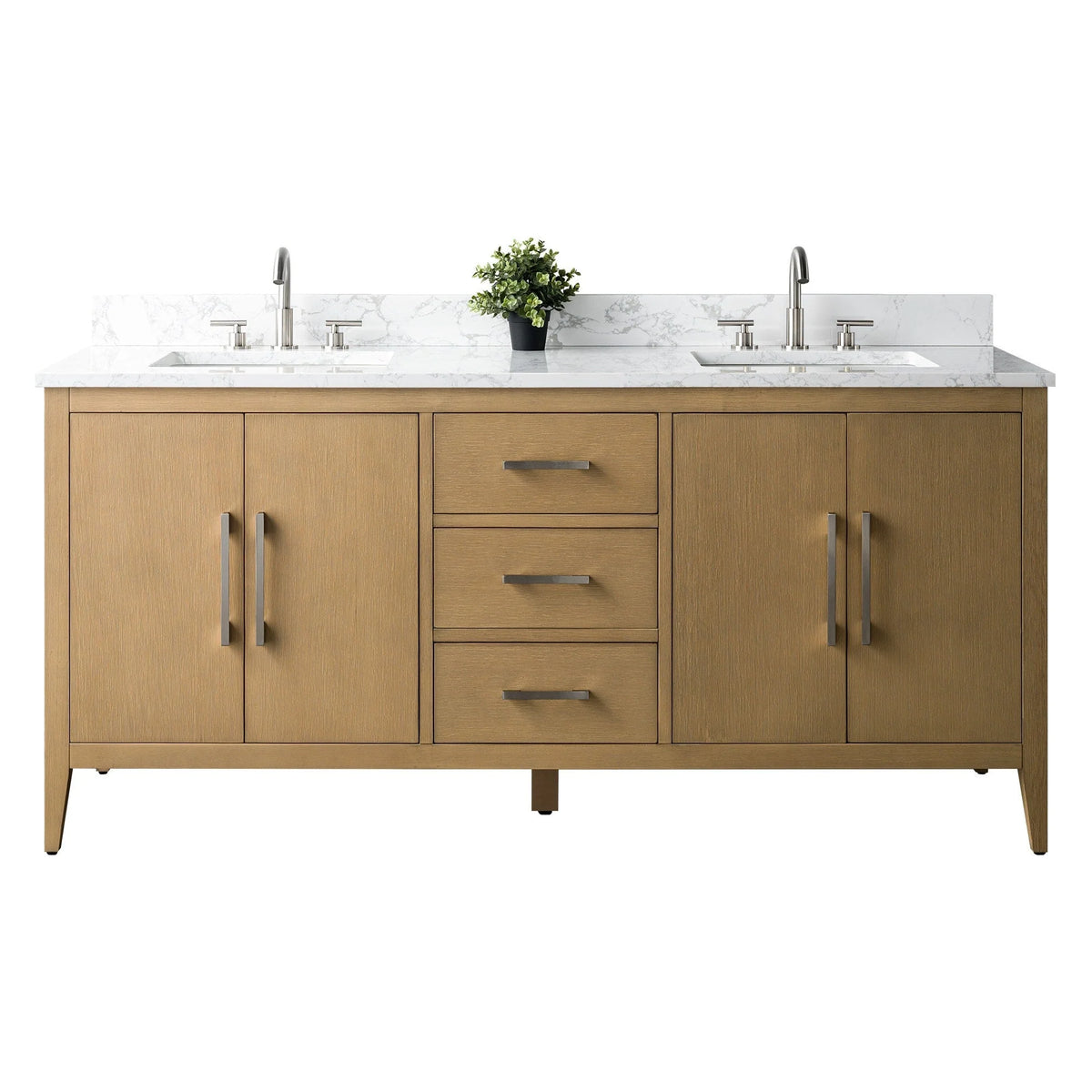 Vanity Art 72 Double Sink Bathroom Vanity Cabinet with Engineered Marble Top