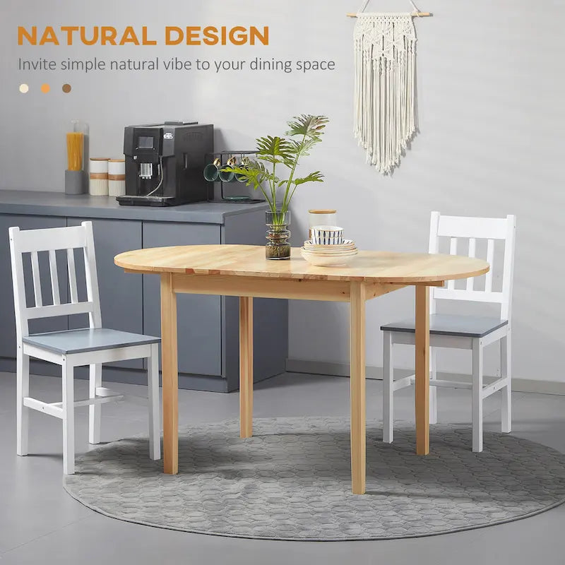 HOMCOM Table de cuisine en bois massif 55 po, Tables à abattants pour petits espaces, Table de salle à manger pliante