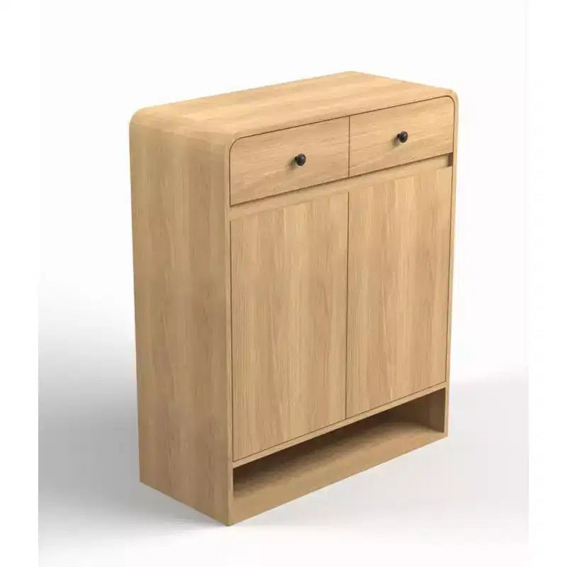 Meuble à chaussures Garvee 80 cm avec 2 portes et 2 tiroirs, Organisateur d'entrée autoportant avec coin, Grand meuble étroit pour couloir