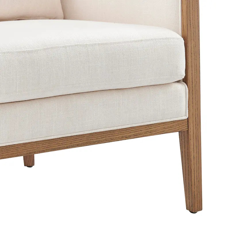 Tillman Linen Accent Arm Chair with Rattan