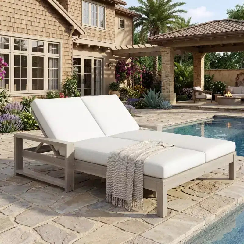 Bain de soleil double Polibi avec dossier réglable sur 5 positions