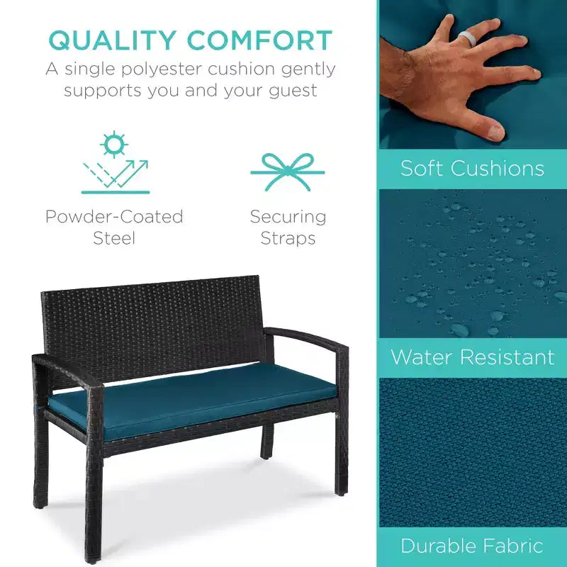 Banc de jardin en osier d'extérieur 2 places Best Choice Products avec coussin, capacité de 317 kg