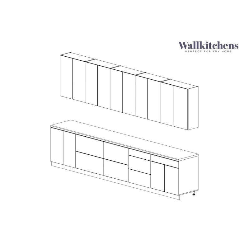 Collection Signature Cuisine Blanc Brillant Taille de la Base 13 pieds de large - 153x24