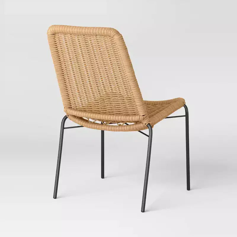 Lot de 4 chaises de salle à manger d'extérieur en osier marron sans accoudoirs - Threshold