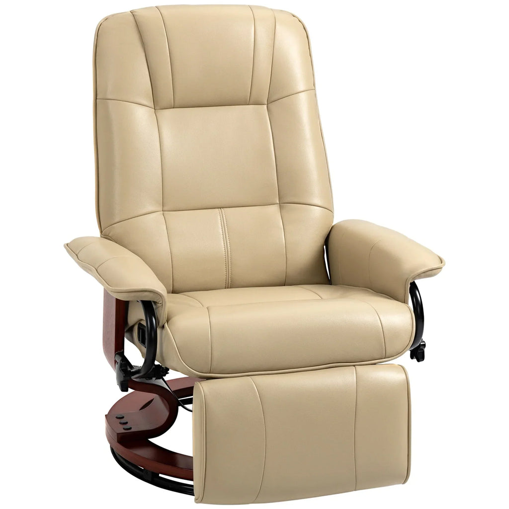 HomCom Faux Leather Adjustable Manual Swivel Base Recliner Chair with Comfortable and Relaxing Footrest