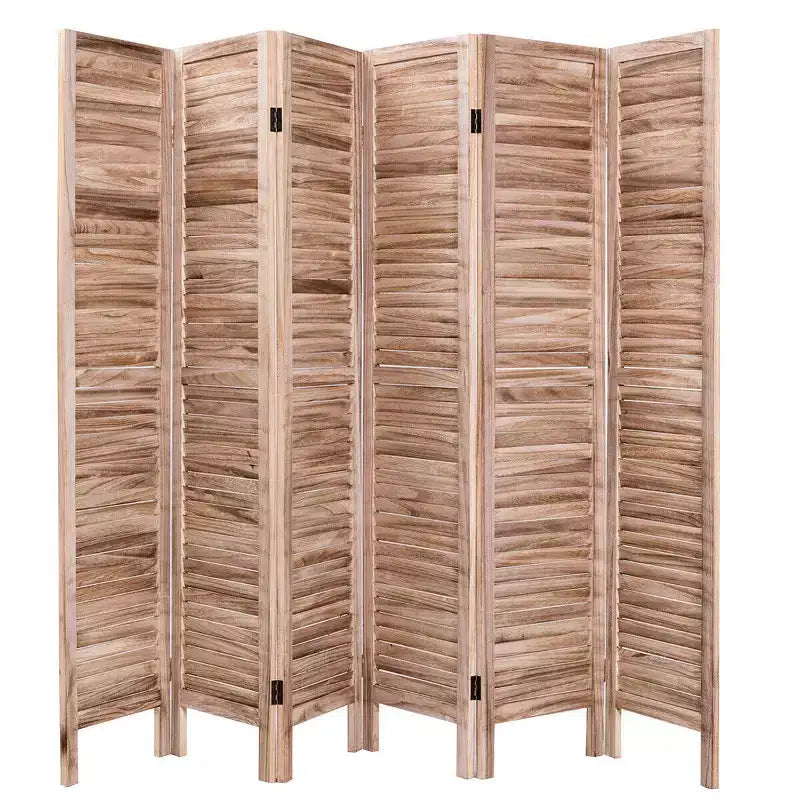 Paravent 6 panneaux 170 cm Séparateur de pièce Classique lattes vénitiennes en bois Maison