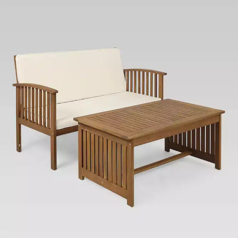 Carolina 2pc Acacia Loveseat and Coffee Table - Christopher Knight Home