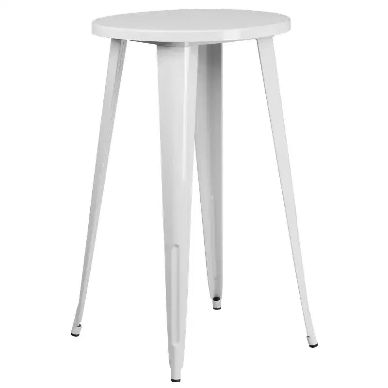 Flash Furniture Commercial Grade 24 Round Metal Indoor-Outdoor Bar Table Set with 2 Vertical Slat Back Stools