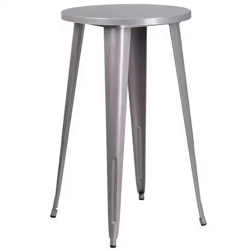 Flash Furniture Commercial Grade 24 Round Metal Indoor-Outdoor Bar Table Set with 2 Vertical Slat Back Stools