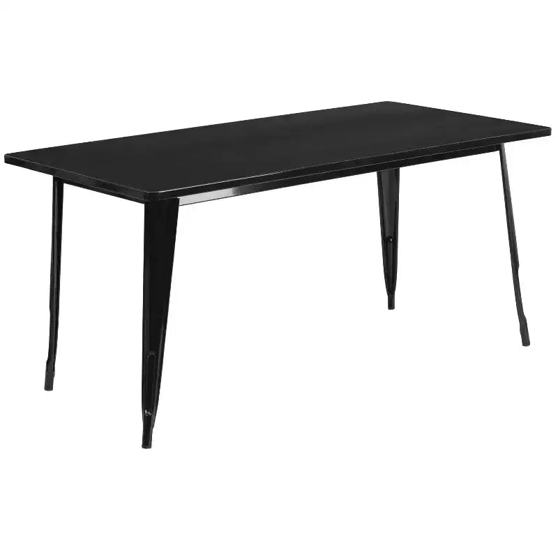Flash Furniture Commercial Grade 31.5 x 63 Rectangular Metal Indoor-Outdoor Table Set with 4 Stack Chairs