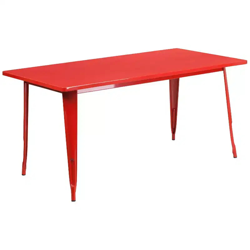 Flash Furniture Commercial Grade 31.5 x 63 Rectangular Metal Indoor-Outdoor Table Set with 6 Arm Chairs