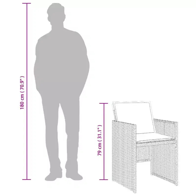 vidaXL Ensemble de salle à manger d'extérieur avec coussins, table et chaises de jardin, résine tressée gris