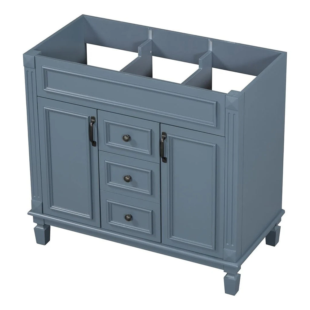 36'' Modern Bathroom Vanity with Top Sink and Mirror Cabinet,2 Doors and 2 Drawers