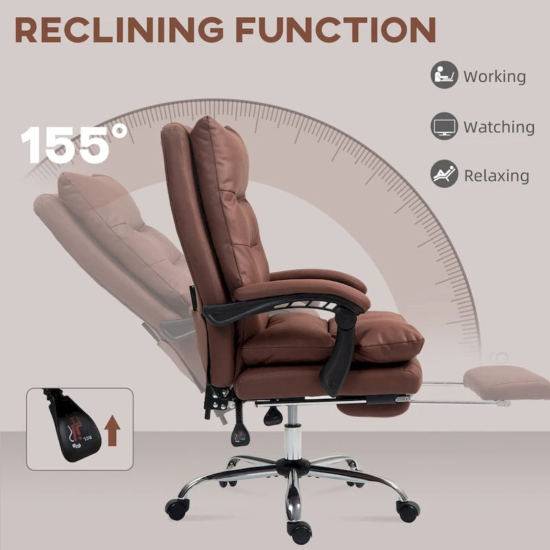Fauteuil de bureau massant inclinable avec chauffage et vibrations | Microfibre | Blanc crème