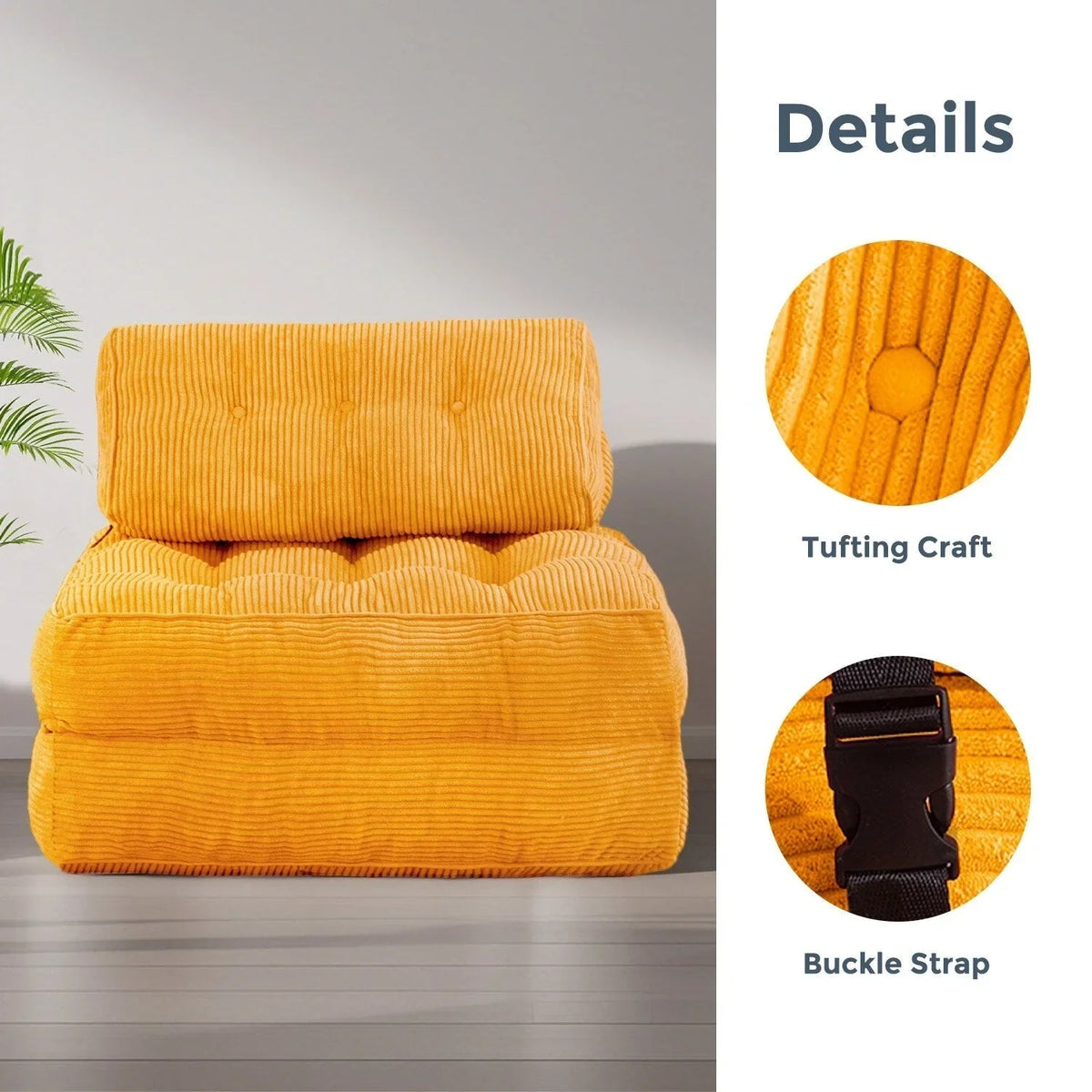 8 Corduroy Folding Couch Sofa Bed,Single