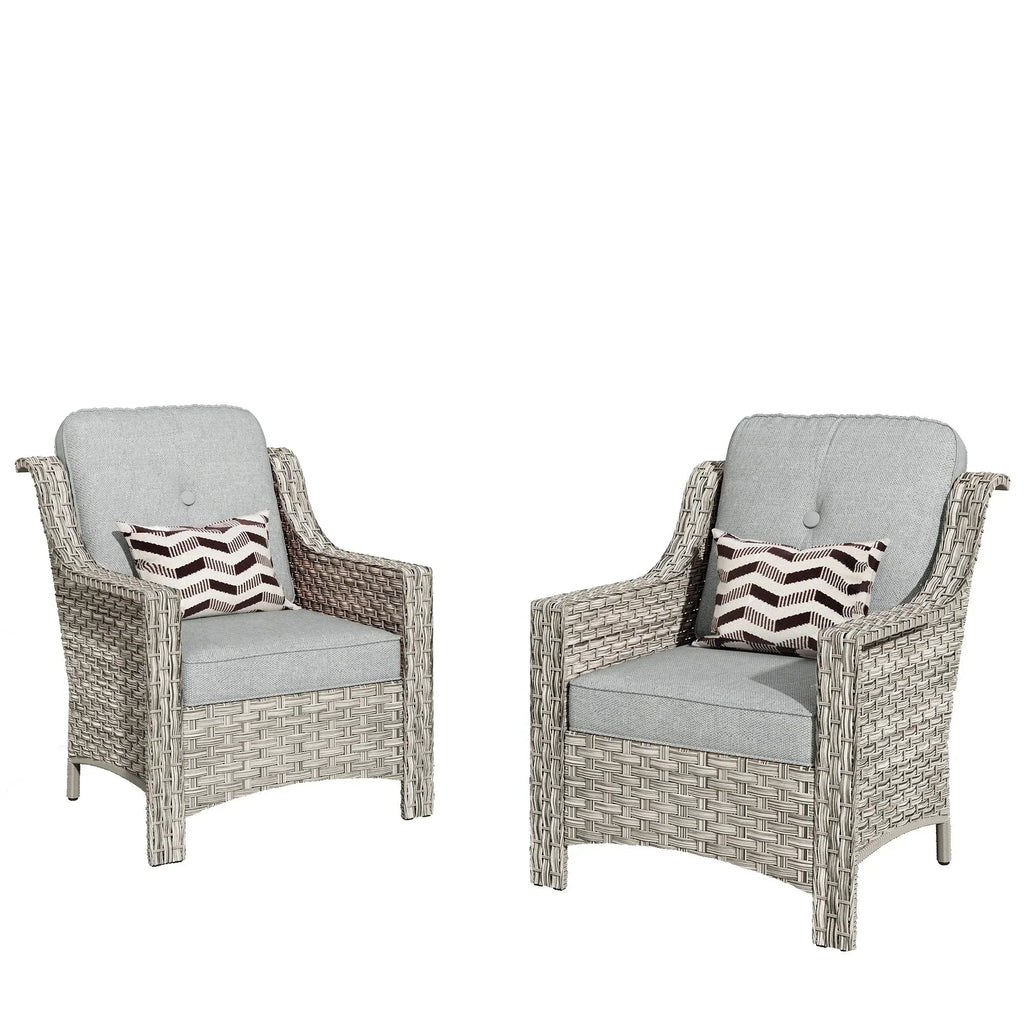 HOOOWOOO 2-piece High Back Wicker Rattan Outdoor Patio Chair Set