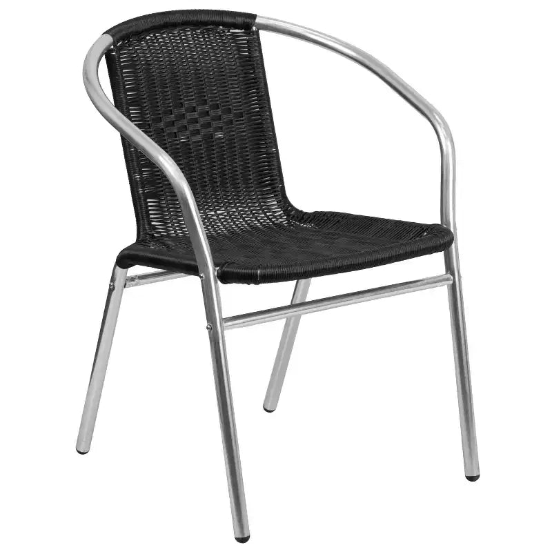 Flash Furniture Lila 31.5'' Round Aluminum Indoor-Outdoor Table Set with 4 Rattan Chairs