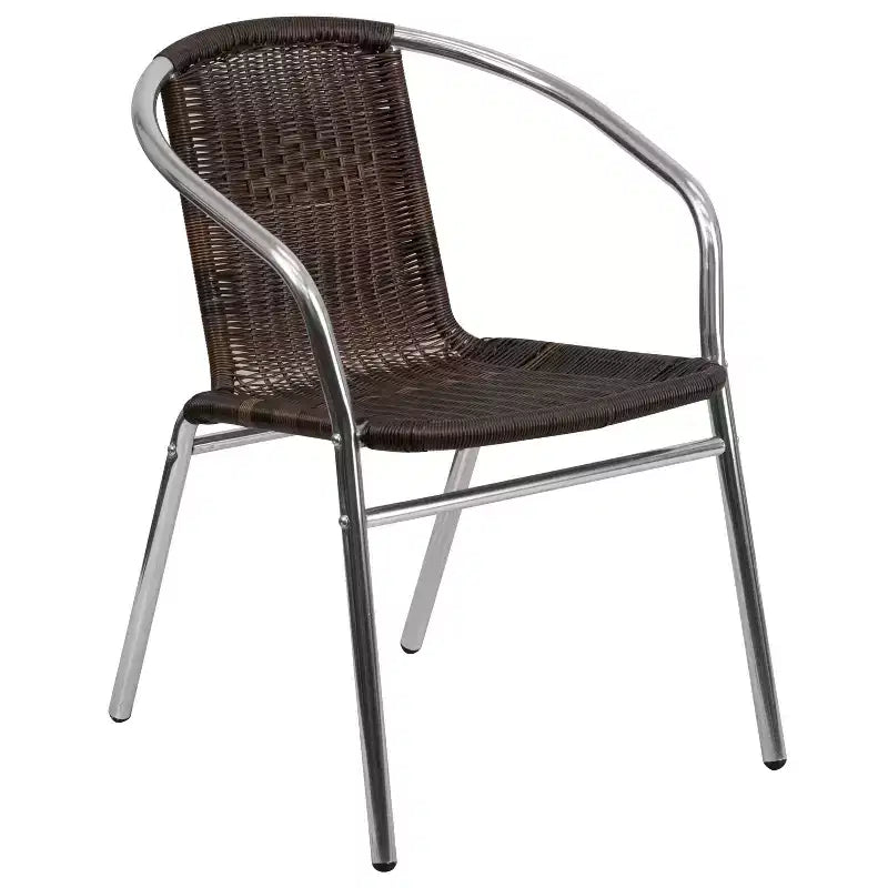 Flash Furniture Lila 31.5'' Round Aluminum Indoor-Outdoor Table Set with 4 Rattan Chairs