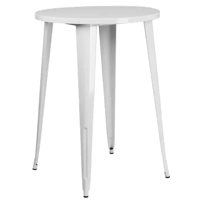 Emma and Oliver Commercial Grade 30 Round Metal Indoor-Outdoor Bar Table Set with 4 Cafe Stools