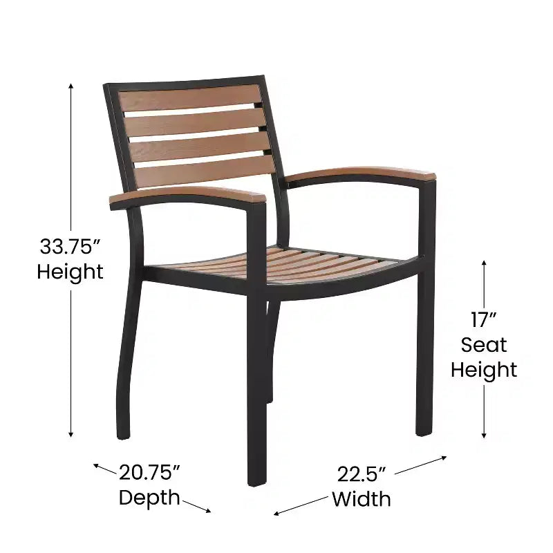 Merrick Lane 7 Piece Dining Set with Umbrella & Base - Steel Framed Table with Umbrella Hole & 4 Club Chairs