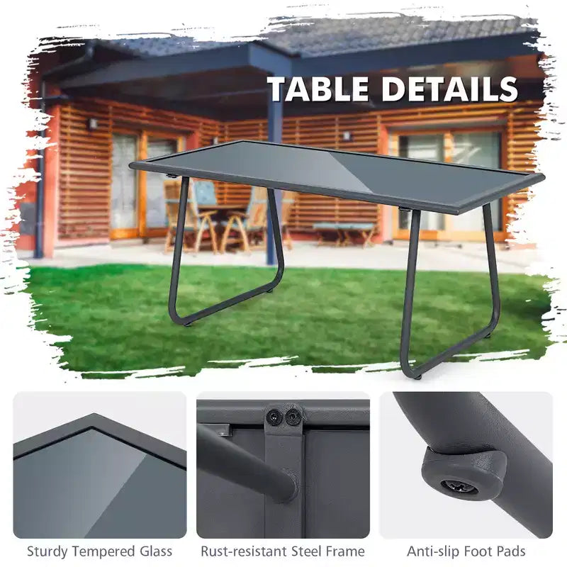 Costway 4-Piece Metal Patio Furniture Chat Set Outdoor Conversation Table Garden
