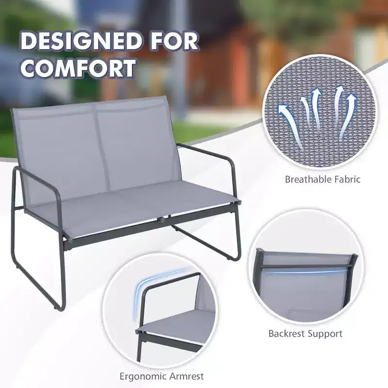 Costway 4-Piece Metal Patio Furniture Chat Set Outdoor Conversation Table Garden