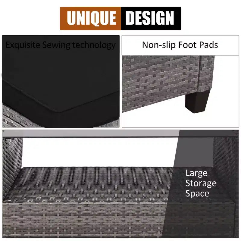 Costway 4PCS Patio Rattan Furniture Set Sofa Ottoman Cushion Garden Deck White/Gray/Black