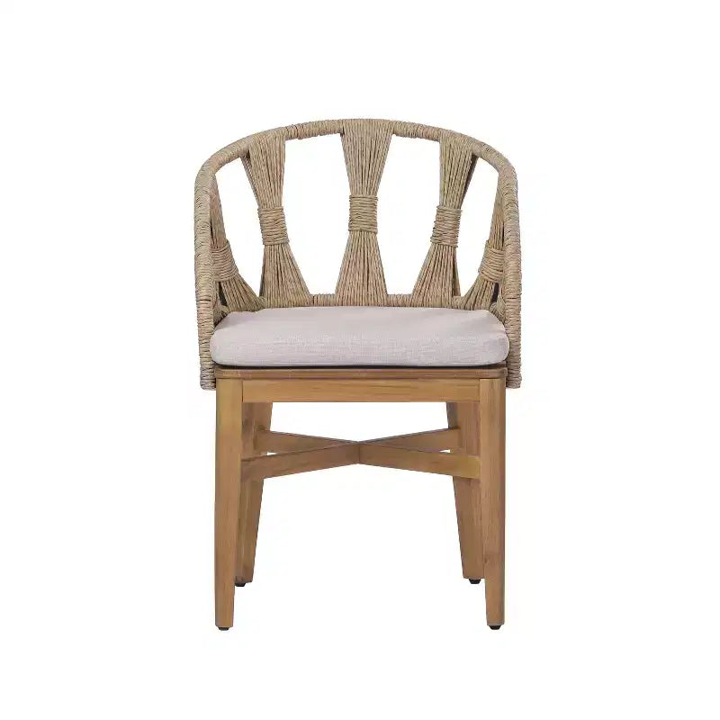 Christopher Knight Home Ferb Ensemble de salle à manger 7 pièces bohème en bois d'acacia et osier avec coussins