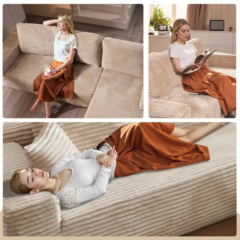 Canapé méridienne moderne rembourré avec coussins pour salon