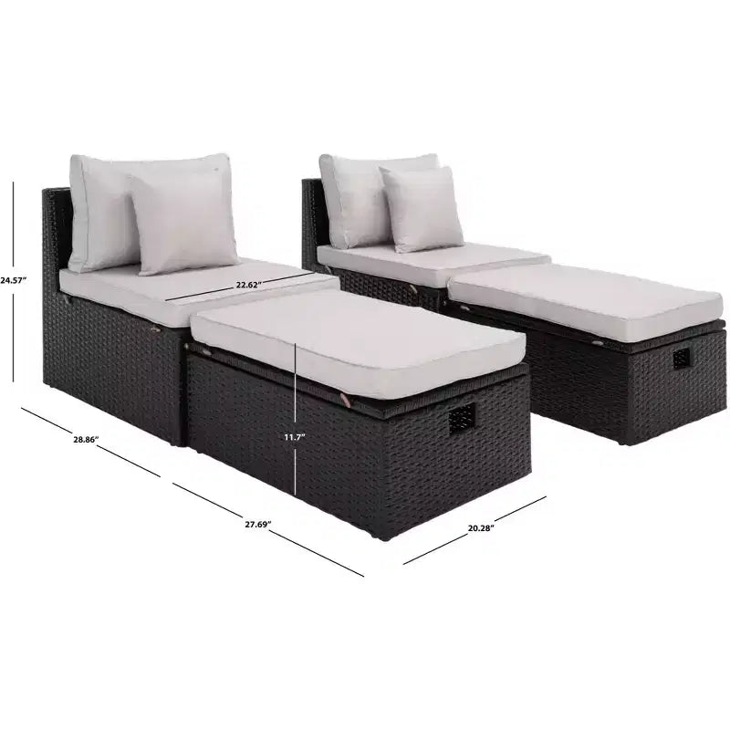 Pramla Sette & Ottoman Patio Set - Indoor/Outdoor - PAT7515 - Safavieh