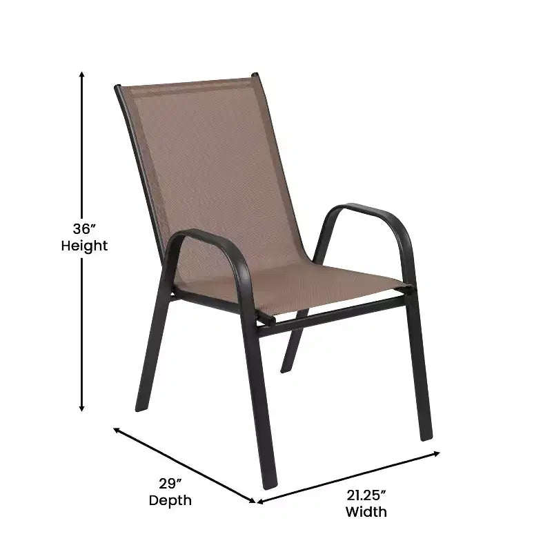 Flash Furniture Brazos 7 Piece Commercial Grade Patio Dining Set with Tempered Glass Patio Table and 6 Chairs with Flex Comfort Material Seats and Backs