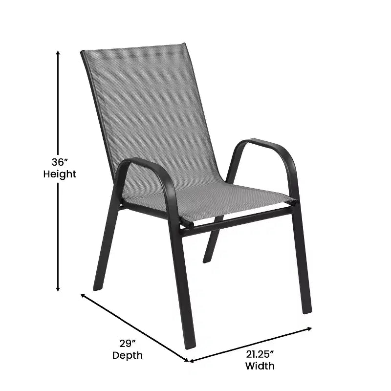 Flash Furniture Brazos 7 Piece Commercial Grade Patio Dining Set with Tempered Glass Patio Table and 6 Chairs with Flex Comfort Material Seats and Backs