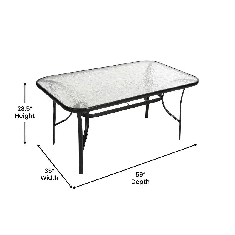 Flash Furniture Brazos 7 Piece Commercial Grade Patio Dining Set with Tempered Glass Patio Table and 6 Chairs with Flex Comfort Material Seats and Backs
